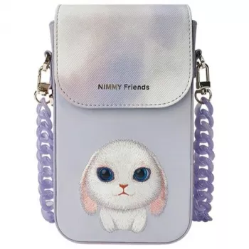 Nimmy 3 az 1-ben telefontok, pénztárca és nyomkövető-tok készlet – lila Big Eyed Pet 2.0 Rabbit