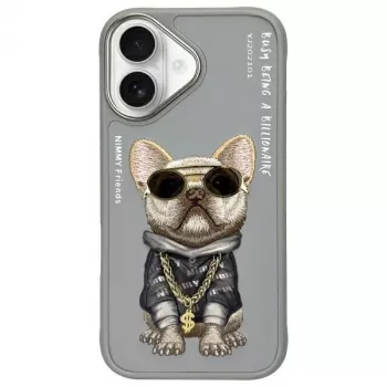 Nimmy védőtok Apple iPhone 16 6,1 inch szürke Glasses Cool Dog