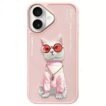 Nimmy tok Apple iPhone 16 6,1 inch készülékhez, Pink Glasses Cool Cat