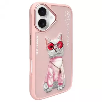 Nimmy tok Apple iPhone 16 6,1 inch készülékhez, Pink Glasses Cool Cat