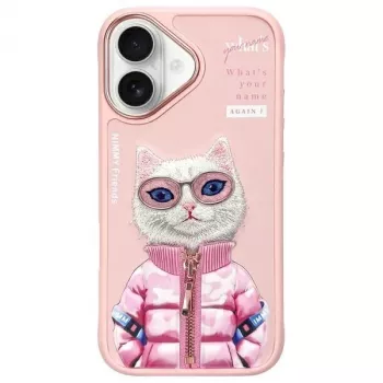 Nimmy Cool&Cute 2.0 macska hátlap Apple iPhone 16 6,1 inch készülékhez, rózsaszín