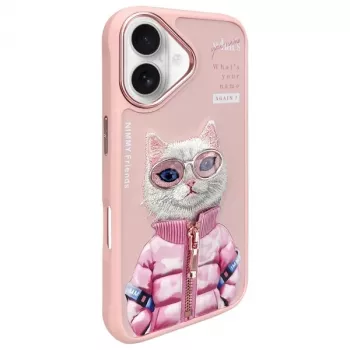 Nimmy Cool&Cute 2.0 macska hátlap Apple iPhone 16 6,1 inch készülékhez, rózsaszín