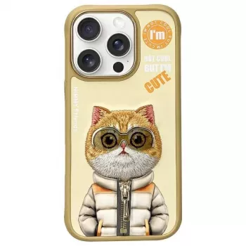 Nimmy védőtok Apple iPhone 16 Pro Max 6,9 inch készülékhez, khaki Cool&Cute 2.0 macska