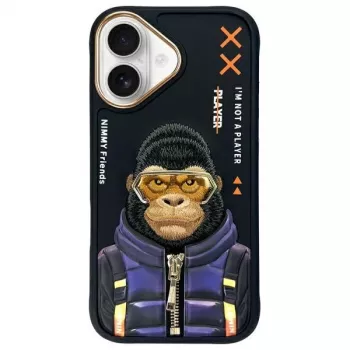 Nimmy Cool&Cute 2.0 majom hátlap Apple iPhone 16 6,1 inch készülékhez - fekete