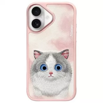 Nimmy Big Eyed Pet 2.0 macska hátlap tok Apple iPhone 16 6,1 inch készülékhez - rózsaszín