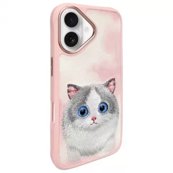 Nimmy Big Eyed Pet 2.0 macska hátlap tok Apple iPhone 16 6,1 inch készülékhez - rózsaszín