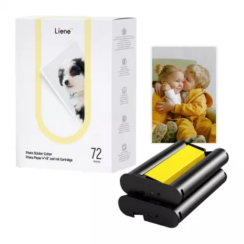 Liene PixCut 4x6 fotópapír- és tintapatron-készlet, 72 lap, fényes, hőszublimáció