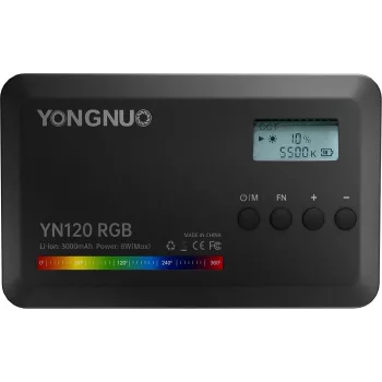 Yongnuo YN120 RGB LED videófény, bi-color 2500K-9900K, 12W, beépített akkumulátor, USB-C