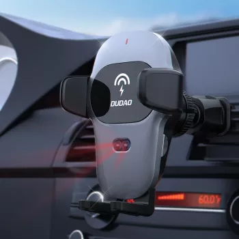 Dudao autós telefontartó beépített Qi-töltővel 15W szürke (F20xs)