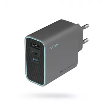 CUKTECH CUKAD653EUGR 65W GaN 3-Port USB-C & USB-A Wall Charger - Grey