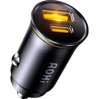 AOHi Superauto PD 65W GaN fali töltő 1x USB-C 1x USB-A fekete