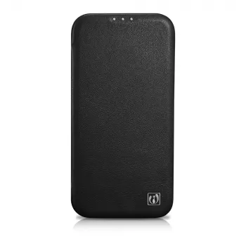 iCarer CE prémium bőr tok iPhone 14 Plus-hoz, mágneses zár, MagSafe, fekete (WMI14220715-BK)