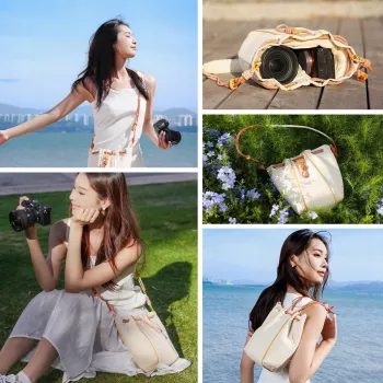 ULANZI DS01 crossbody sling táska kamerához, tükör nélküli rendszerkamerákhoz, mobilhoz – bézs