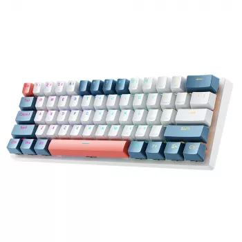 Machenike K500-B61 vezetékes mechanikus gamer billentyűzet, 61 gomb, Red Switch, fehér-kék