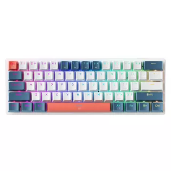 Machenike K500-B61 vezetékes mechanikus gamer billentyűzet, 61 gomb, Red Switch, fehér-kék