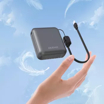 Dudao K22+ ultrakompakt power bank 10000mAh 22.5W USB-C, pánttal/kábellel – szürke