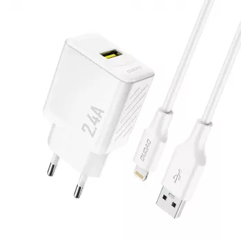 DUDAO A23LEU adapter 12W 1xUSB-A (1m USB-A – Lightning kábel mellékelve) fehér