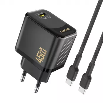 Dudao A28C 45W GaN hálózati töltő USB-C kábellel – fekete