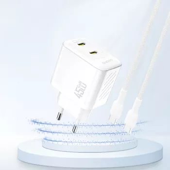 Dudao A28PEU 45W 2xUSB-C fali töltő fehér