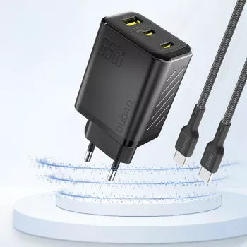 Dudao A29 65W GaN hálózati töltő 2x USB-C + 1x USB-A fekete