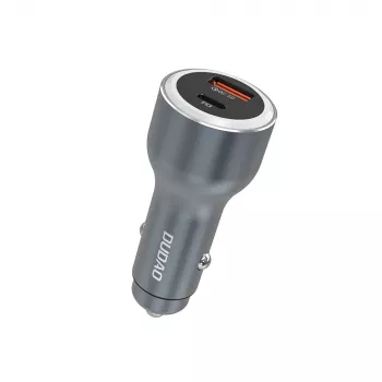 Dudao R4Ultra 120W autós töltő Power Delivery Quick Charge LED USB-A USB-C szürke