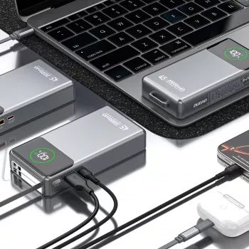 Dudao K31 Pro 45W 20000mAh powerbank beépített kihúzható USB-C kábellel - szürke