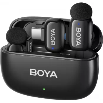 BOYA mini 2-02 vezeték nélküli mikrofonrendszer 2,4 GHz USB-C - fekete