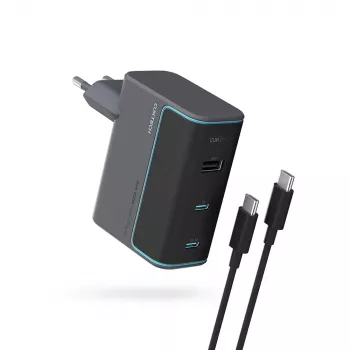 CUKTECH CUKAD1003EUG GaN 100W 2x USB-C 1x USB-A Charger with USB-C Cable - Grey