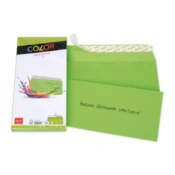 ELCO Color boríték C5/6 (114 x 229 mm), ablak nélküli, öntapadós, 100 g/m², intenzív zöld, 25 darab (74617.62)