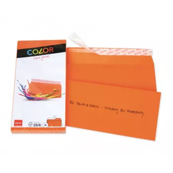 ELCO Color boríték C5/6 (114 x 229 mm), ablak nélkül, öntapadós, 100 g/m², narancssárga, 25 darab (74617.82)