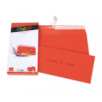 ELCO Color boríték C5/6 (114 x 229 mm), ablak nélkül, öntapadós, 100 g/m², piros, 25 darab (74617.92)