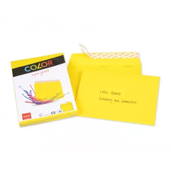 ELCO Color boríték C5 (162 x 229 mm), ablak nélkül, öntapadós, 100 g/m², sárga, 25 darab (74618.72)