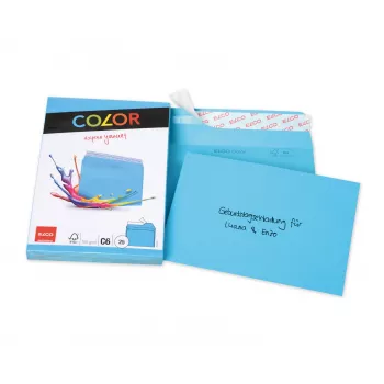 ELCO Color boríték C6 (114 x 162 mm), ablak nélkül, öntapadós, 100 g/m², kék, 25 darab (74634.32)