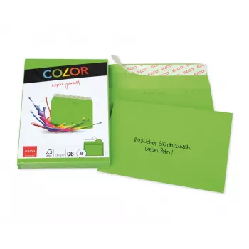 ELCO Color boríték C6 (114 x 162 mm), ablak nélkül, öntapadós, 100 g/m², zöld, 25 darab (74634.62)