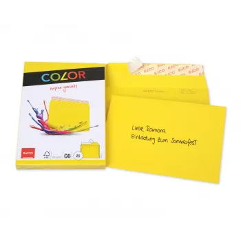 ELCO Color boríték C6 (114 x 162 mm), ablak nélkül, öntapadós, 100 g/m², sárga, 25 darab (74634.72)