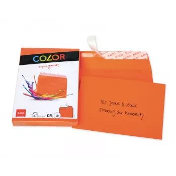 ELCO Color boríték C6 (114 x 162 mm), ablak nélkül, öntapadós, 100 g/m², narancssárga, 25 darab (74634.82)