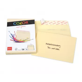 ELCO Color boríték C6 (114 x 162 mm), ablak nélkül, öntapadós, 100 g/m², chamois, 25 darab (74634.41)