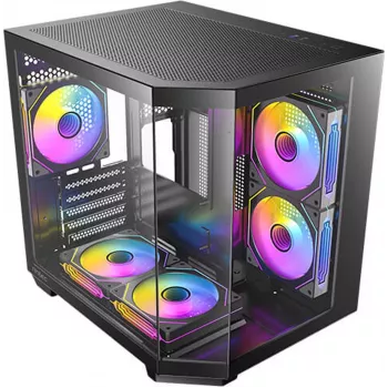 Antec CX M2 ARGB B Micro-ATX toronyház, fekete, edzett üveg, 5x120mm ARGB ventilátor