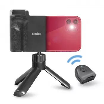 SBS Wireless Reflex Set BT Smartphone Vlogging Kit with Mini Tripod, Bluetooth Remote, and LED Ring Light, Black