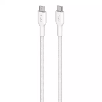 PURO Fabric Heavy Duty fonott USB-C - USB-C kábel 1,2 m fehér