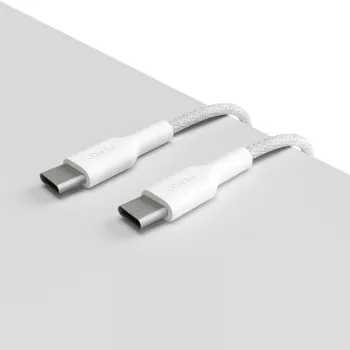 PURO Fabric Heavy Duty fonott USB-C - USB-C kábel 1,2 m fehér