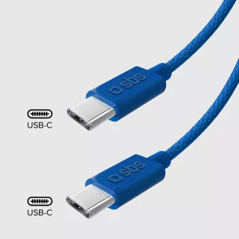 SBS TECABLE TISSUE TCCB USB-C - USB-C kábel 1,5m 60W fonott - kék