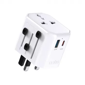 SBS TEADAPTUSBTCUNI univerzális utazási adapter USB-C, USB-A, fehér