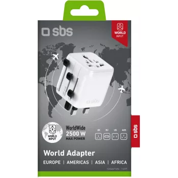 SBS TEADAPTUNI univerzális utazási adapter – fehér