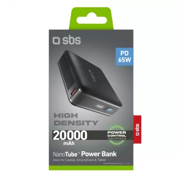 SBS HD 65W 20000mAh Power Bank with LCD Display - Black