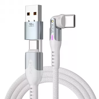 STATIK PowerPivot Pro forgó 2 az 1-ben USB-C kábel fehér 2 m