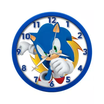 KIDS Sonic The Hedgehog falióra 25 cm kerek műanyag analóg kvarc többszínű