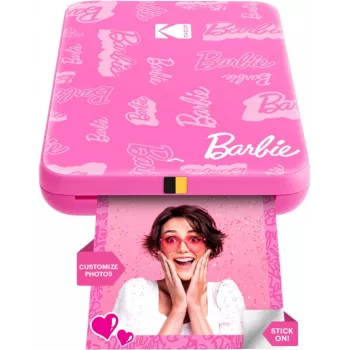KODAK Step Slim Barbie azonnali fotónyomtató - Bluetooth 5.0, ZINK Zero Ink technológia, 2x3 inch nyomatok, Barbie Pink