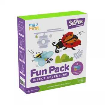 myFirst 3dPen Make Filaments Fun Pack Insect Adventure - kreatív készlet 3D-tollhoz: 5 sablon, 17 PCL filament szál (34 m), visszahúzós autómodul, termoplaszt fólia