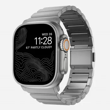NOMAD Titanium Band V3 – természetes titán kefélt fém karkötő Apple Watch 46mm/49mm-hez